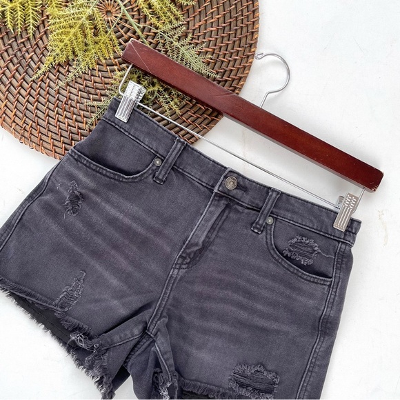 aerie Pants - Aerie Womens Shorts Washed Black Frayed Hem Elastic Waist Daydream Denim Size XS